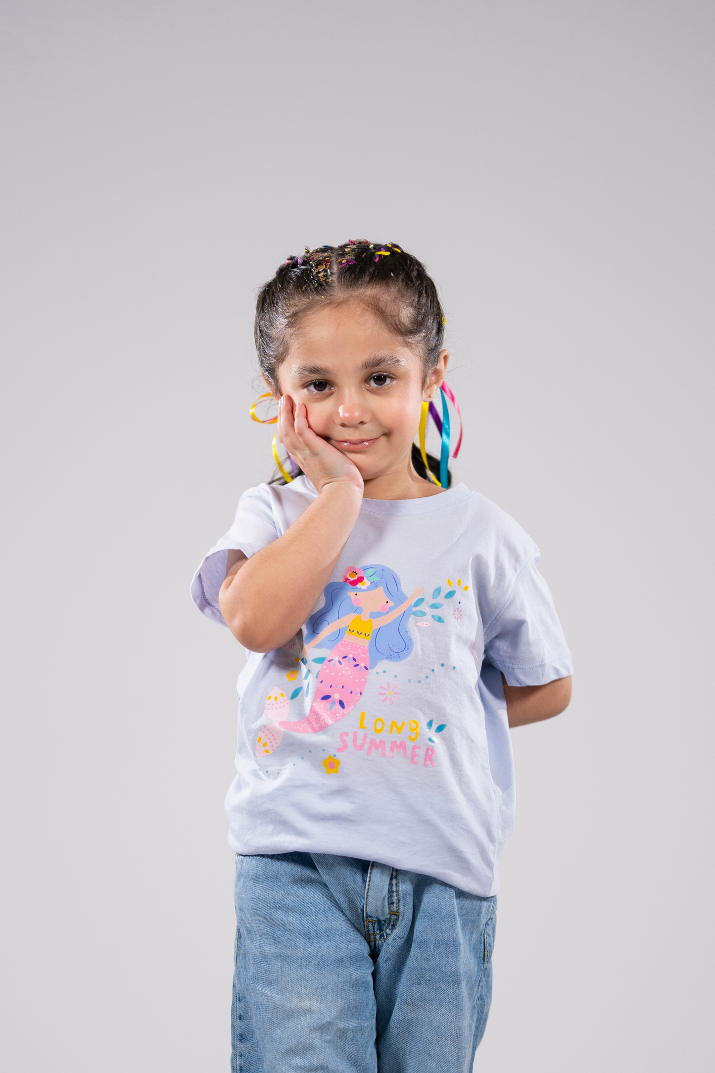 "Long Summer" Kids' Pastel Blue Mermaid Tee