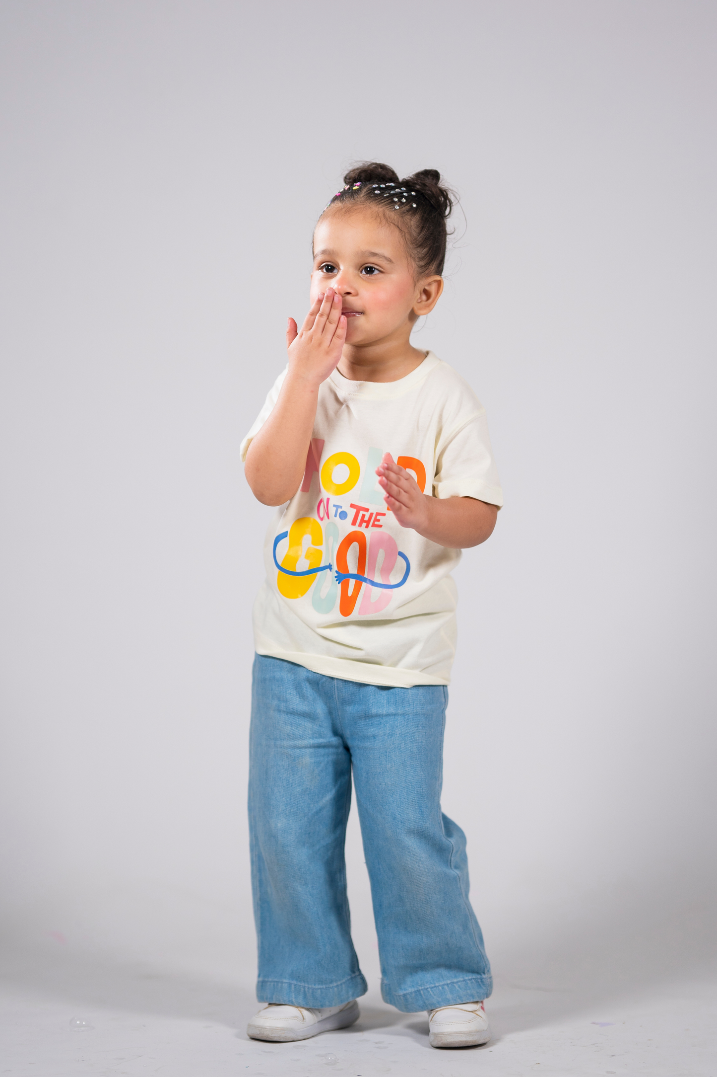 "Hold On To The Good" Kid's Pastel Yellow Affirmation Tee