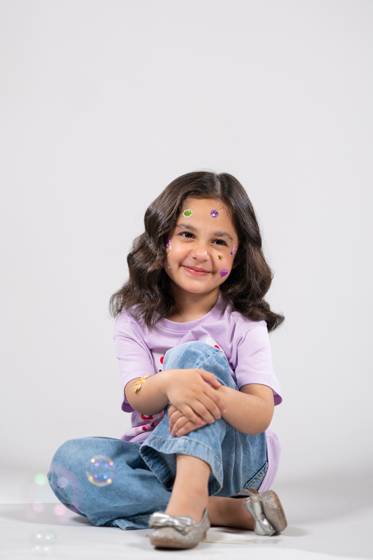 'Happy Kitty' Kid's Lavender Tee