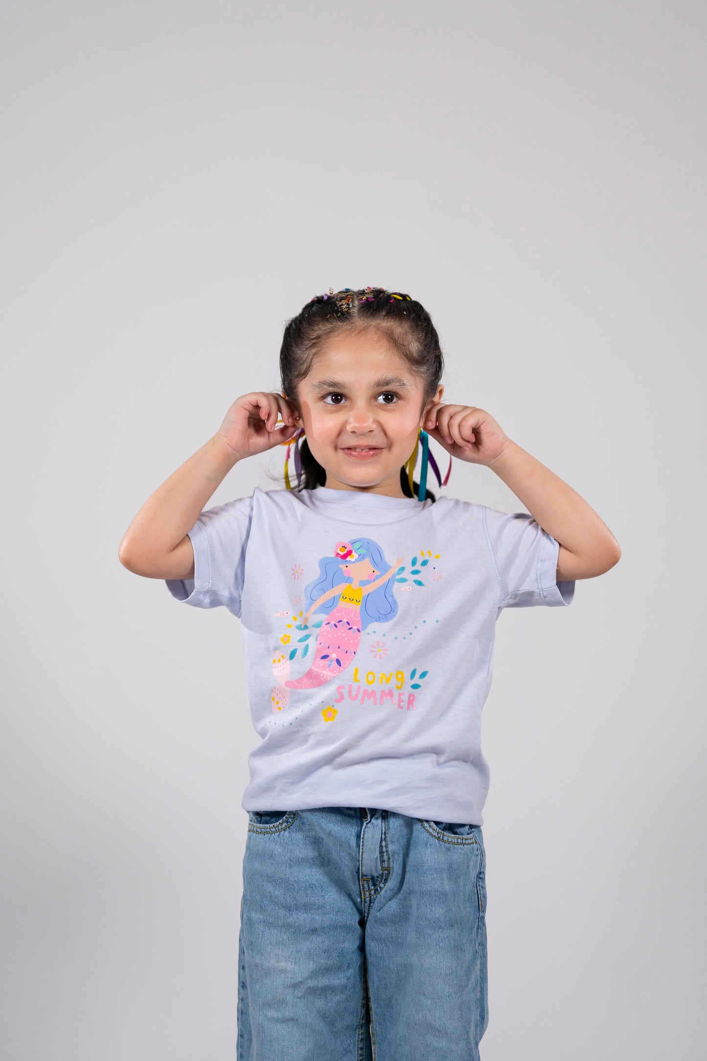 "Long Summer" Kids' Pastel Blue Mermaid Tee