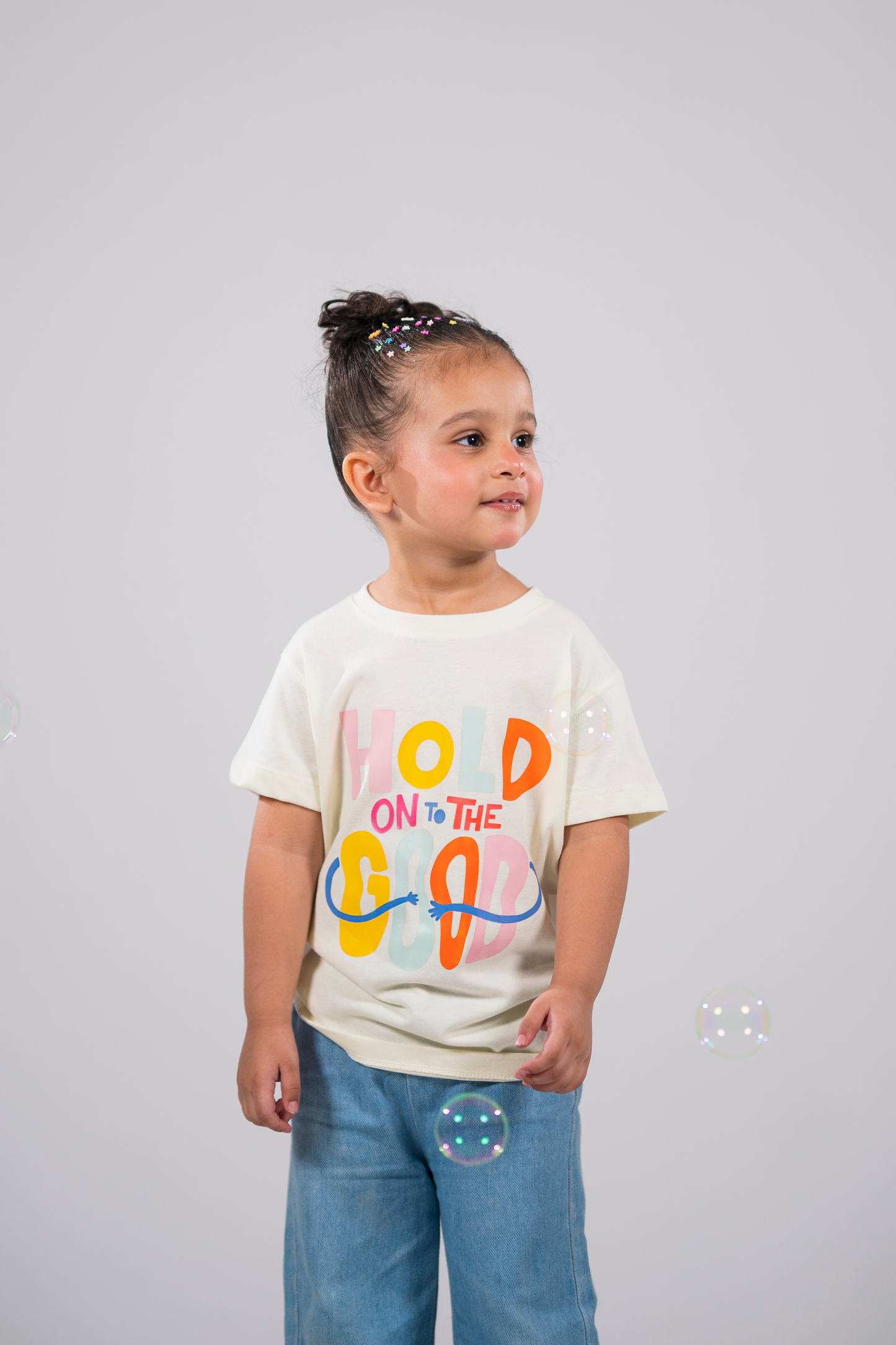 "Hold On To The Good" Kid's Pastel Yellow Affirmation Tee